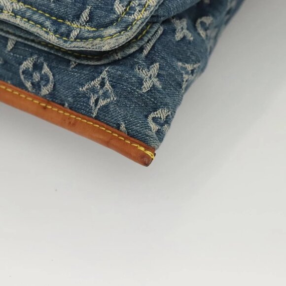LOUIS VUITTON Monogram Denim Flat Shopper Tote Bag Blue - Picture 7 of 14